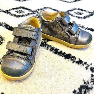 Falcotto Metallic Steel Leather Velcro Sneakers Size 21 EU 5.5 US